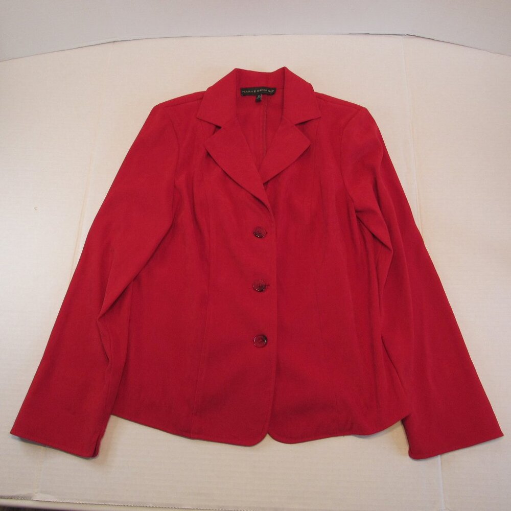 Harve Benard Red Button Close Collared Red Lightweight Vtg Blazer/Jacket Size M